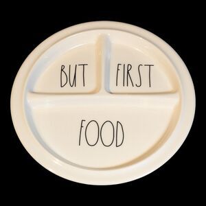 Rae Dunn Melamine Children’s Divided Plate BUT FIRST FOOD 8.5"